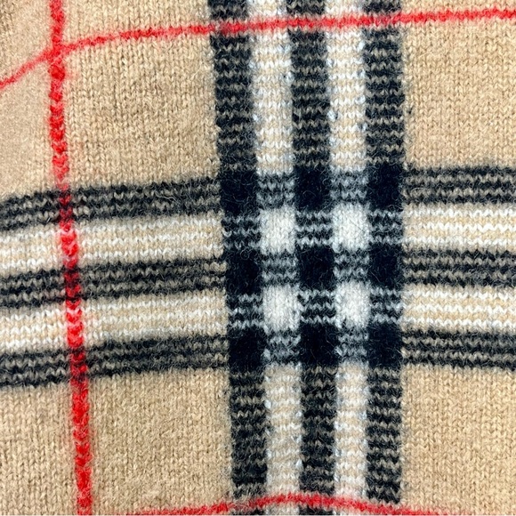 Vintage Burberry Nova Check Gold Buttons Classic Beige Cardigan Sweater - Picture 6 of 8
